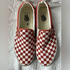 Vans burnt orange checkerboard men’s size 11.5 slip ons used once.